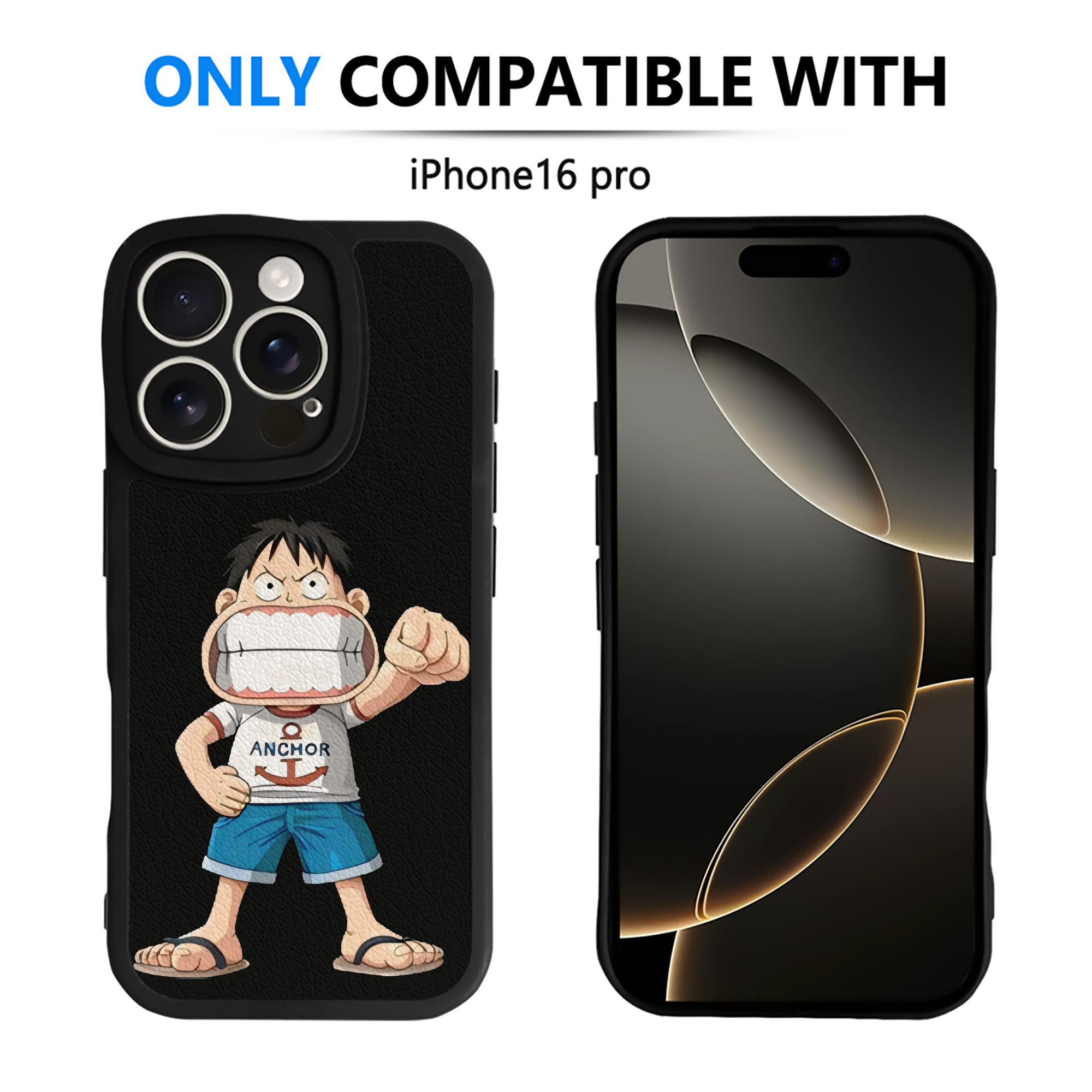 （画像用） ワンピース モンキー・D・ルフィ ONE PIECE Monkey D. Luffy 【iPhone 16シリーズ対応】シリコンスマホケース（レザー調） 材質：シリコン
